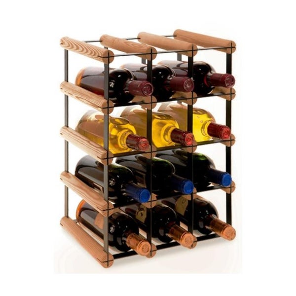 PROREGAL Modulares Weinregal Vinotega Mod Metal HxBxT 42,5 x 32,5 x 24,5 cm 3 x 4 Flaschen Massives Kiefernholz Braun Geölt