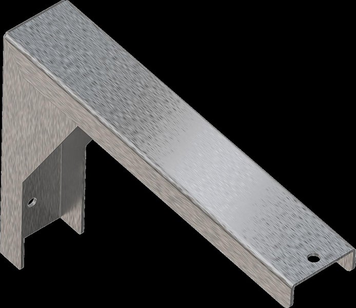 Winkelprofil aus gebürstetem Metall für die Wandmontage mit Befestigungsbohrungen