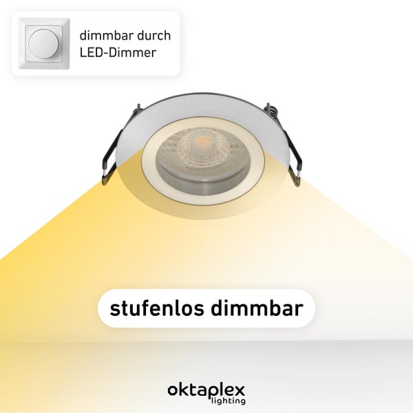 Lyon Einbaustrahler 3er Set stufenlos dimmbar 5W 3000K 380 lm Warmweiß Deckenspots Aluminium 230V Einbaudurchmesser 68mm rund