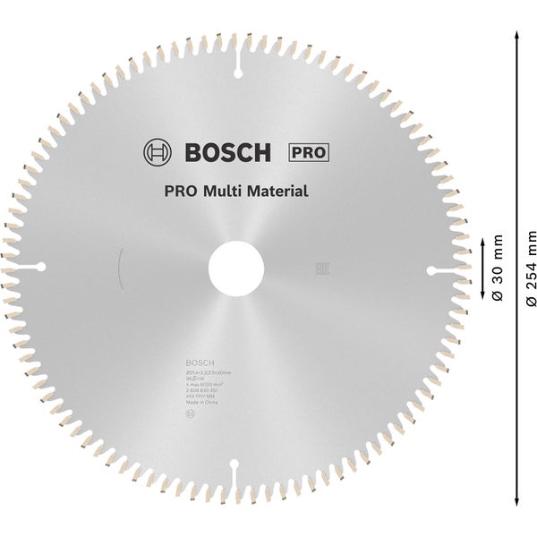 Bosch PRO Multi Material Kreissägeblatt 254 x 3,2 x 30 mm - 2608640451