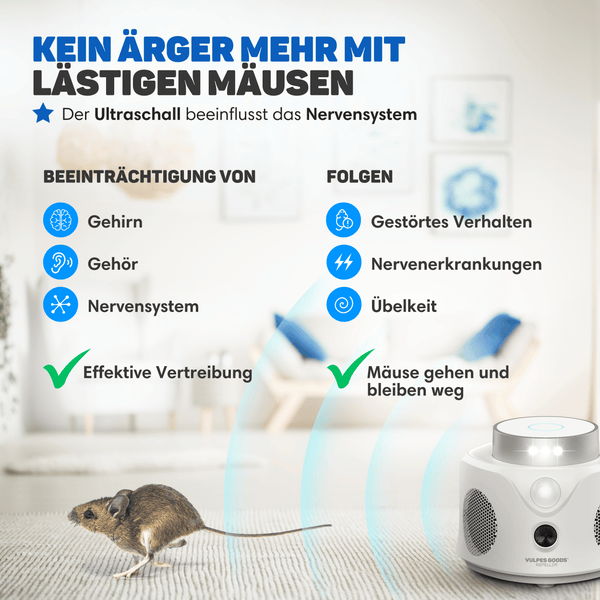Vulpes Goods Ultraschall-Schädlingsvertreiber MAX – Umweltfreundliche Anti-Nager-Lösung für Innen- und Außenbereiche – 360°