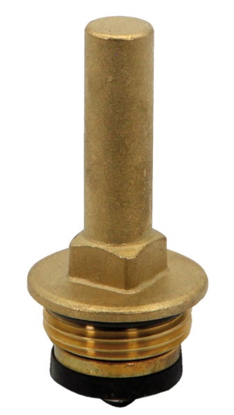 Ventilspindel aus Messing für Armaturen mit Gewinde und Dichtung.