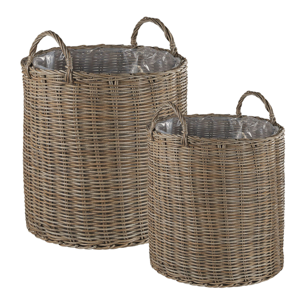 Set mit 2 Blumentöpfen BITOLA Polyrattan 40/48 cm Braun