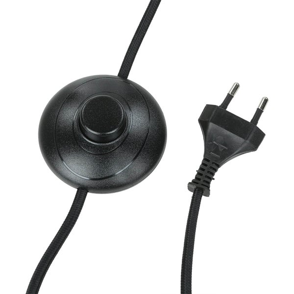 Schwarzer Stecker mit Fußschalter für Leuchten