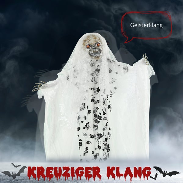 Halloween Dekofigur Geist mit Soundeffekten und leuchtenden Augen