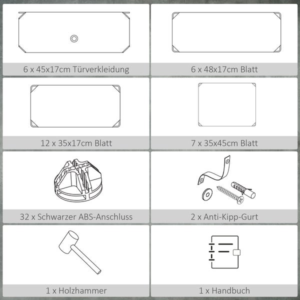HOMCOM Schuhregal Kunststoffregal für 6 Paar Schuhe Schuhkarton für Flur DIY Steckregal Aufbewahrung von Schuhen Kunststoff Stahl Schwarz+Weiß 49 x 36,5 x 108 cm