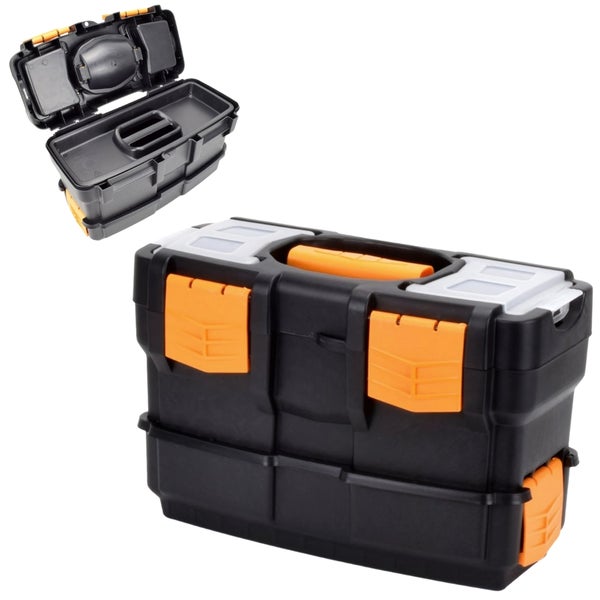 Werkzeugkoffer leer doppelt stapelbar Werkzeug Angel Box Kiste Kasten Toolbox 35