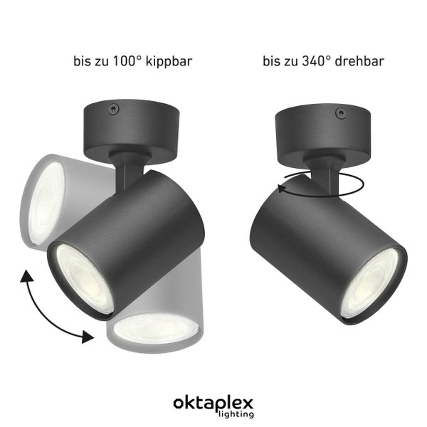 Bora LED Deckenstrahler GU10 2700K 450lm 2,5W schwenkbar 1-flammig schwarz Leuchte Innenbeleuchtung Spotstrahler Wohnraum
