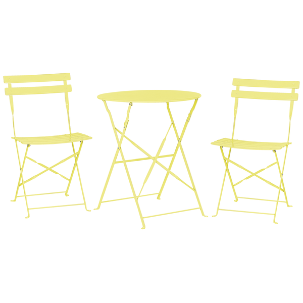 Bistro Set mit Klapptisch und zwei Klappstühlen