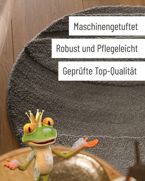 Maschinell getufteter Teppich, robust und pflegeleicht, geprüfte Qualität.