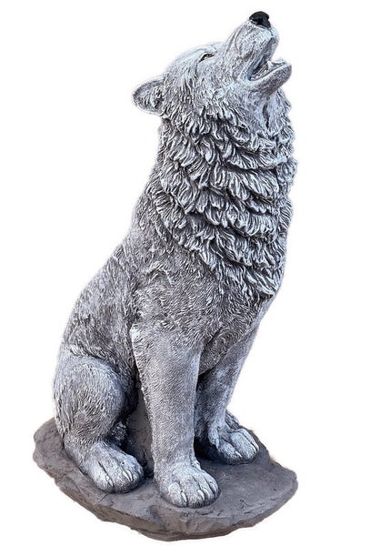 Heulende Wolf Gartenfigur aus Stein zur Dekoration