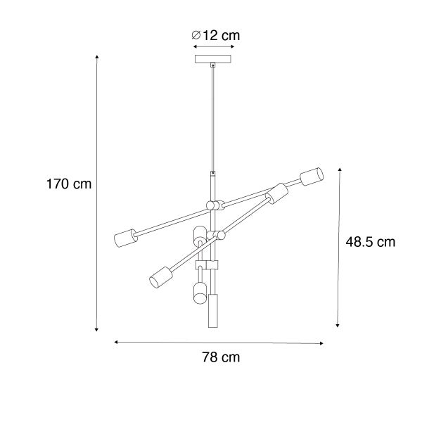 Technische Zeichnung einer Pendelleuchte mit Maßangaben