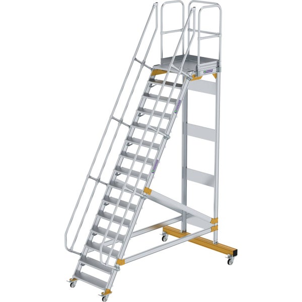 Günzburger Steigtechnik Plattformtreppe 60° fahrbar Stufenbreite 0,8 m 15 Stufen - 600735