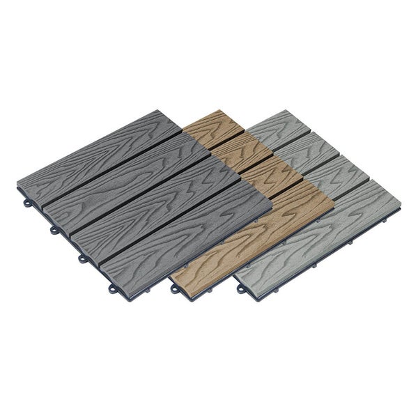Home Deluxe WPC Klickfliesen BAVARO PREMIUM - Teak  2.5 m² - Holzoptik |  Terrassenfliesen Holzfliesen Klickfliese Bodenfliesen