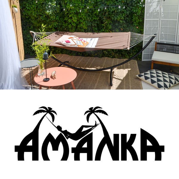AMANKA Doppel Hängematte mit Gestell - 200x120 Garten Hängeliege - Outdoor Hängemattengestell Metall