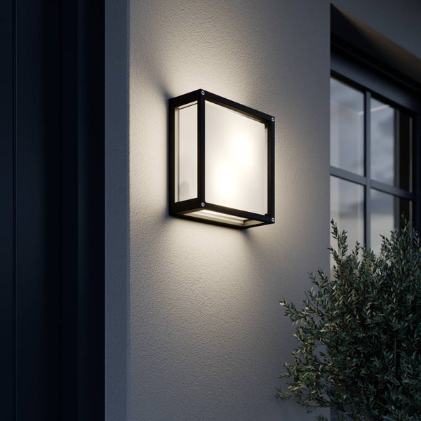 Lucande Glas Wandlampe aussen, Wandleuchte außen spritzwassergeschützt IP54 2x E27 max. 20W ohne Leuchtmittel Außenleuchte Aussenwandleuchte