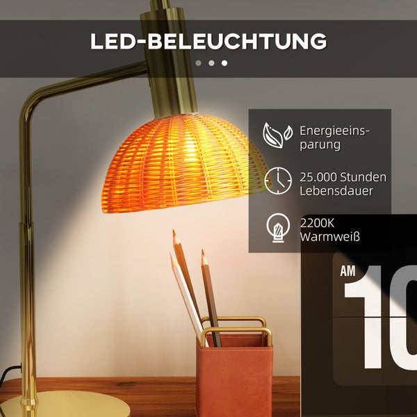 HOMCOM Tischleuchte, 18,5L x 35B x 51H cm, Eisen, Bronze