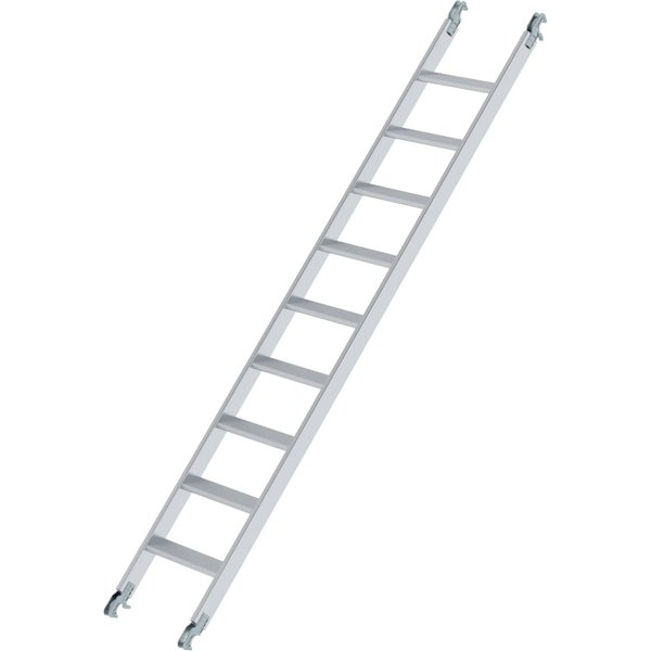 Einzelleiter aus Aluminium mit Einhängehaken an beiden Enden.