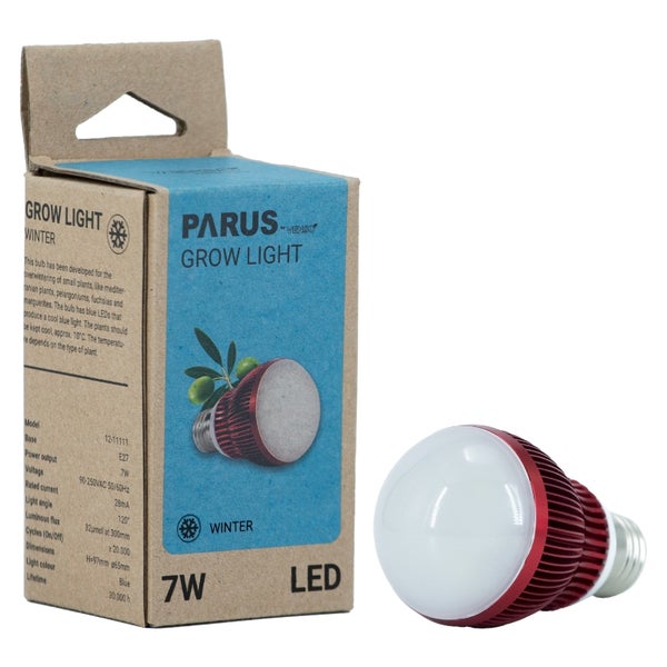 Parus by Venso GrowLight Winter E27 LED Pflanzenlampe 7W 120°, Venso Ecosolutions Vollspektrum LED Überwinterungslampe Pflanzenlampe LED Vollspektrum, LED Birne, Vollspektrum E27 Pflanzenlampe Birne