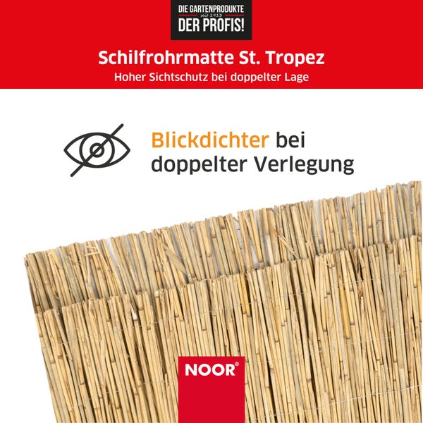 Schilfrohrmatte ST. TROPEZ - Naturprodukt - In- und Outdoor Sichtschutz - 100x600 cm - Blickschutz und Dekorationselement in Einem