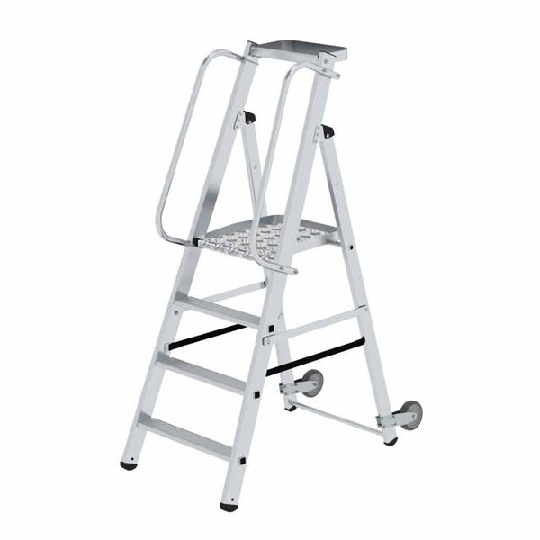 Aluminium Stufenleiter mit Plattform und Rollen