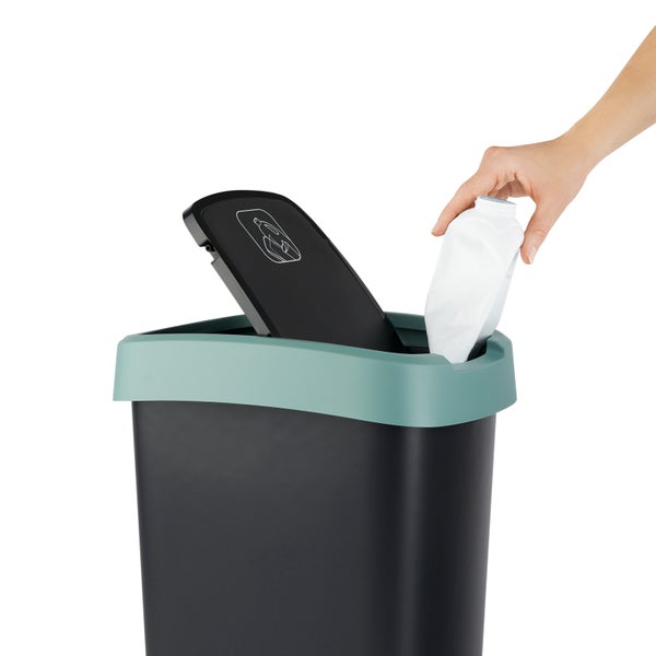 PROREGAL Klassischer Abfalleimer Für Innenbereich 10 Liter HxBxT 33 x 18 x 24,8 cm Kunststoff Schwarz-Grün