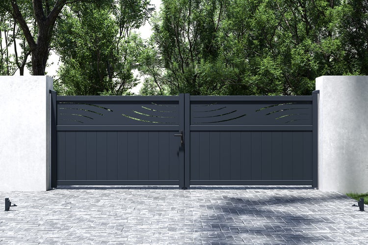 Doppelflügeltor aus Aluminium 4m HALTI 400B140 Grau