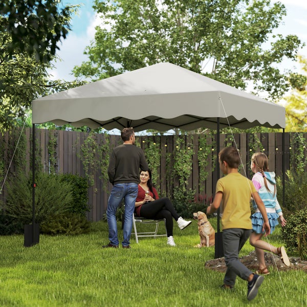 Outsunny Pavillon ca.3x3m, wasserabweisend Stabil Winterfest Pop-up Faltpavillon mit UV Schutz 50+, Faltbar Partyzelt Gartenzelt mit Rolltasche, Gartenpavillon für Camping Garten, Cremeweiß