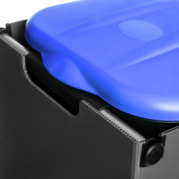 BigDean Müllsackständer Blau 80L mit Sichtschutz - passend für den Gelben Sack + andere Müllsäcke - Müllsackhalter Mülleimer Müllbeutelständer - Feucht abwischbar - Made in Europe