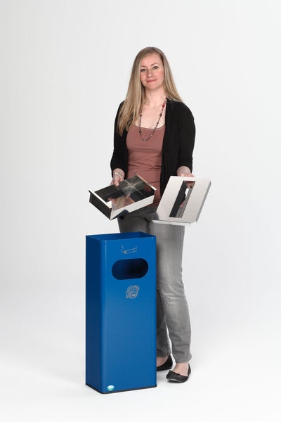 PROREGAL Robuster Kombiascher Mit Edelstahl Abdeckung HxBxT 76 x 31 x 22 cm Verzinkter Stahl Blau