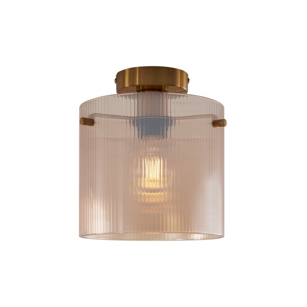 Deckenleuchte mit geripptem Glasschirm