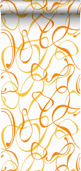 Sanders und Sanders Tapete figurative Motive Weiß, Gelb und Orange - 50 x 900 cm - 935275