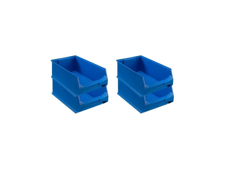 PROREGAL SuperSparSet 4x Blaue Sichtlagerbox 5.0 HxBxT 20 x 30 x 50 cm 21,8 Liter Sichtlagerbehälter