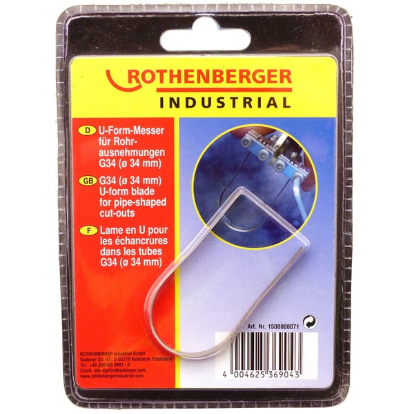 Rothenberger Industrial U-Form-Messer G34 für Rohrausnehmungen mit 34 Millimeter Durchmesser in der Originalverpackung.