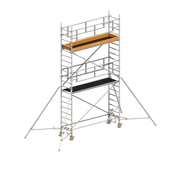 Layher Rollgerüst Uni Standard P2 Safety Plus mit Doppelgeländer und Gerüststützen 6,20m AH