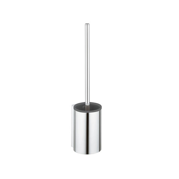 Wand-WC-Bürstengarnitur aus verchromtem Metall mit zylindrischem Halter.