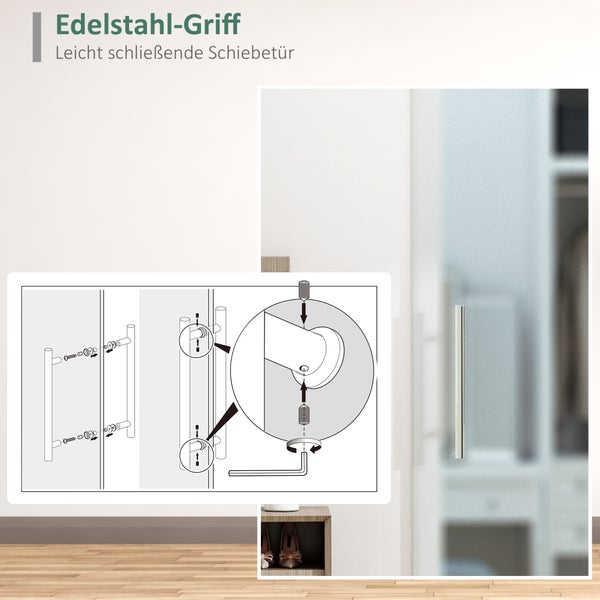 HOMCOM Glasschiebetür Schiebetür Tür Zimmertür mit Griffstange einseitig satiniert 77,5 x 205 cm