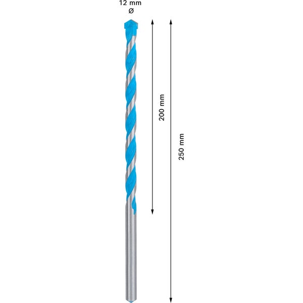 Steinbohrer mit 12 mm Durchmesser und einer Länge von 250 mm