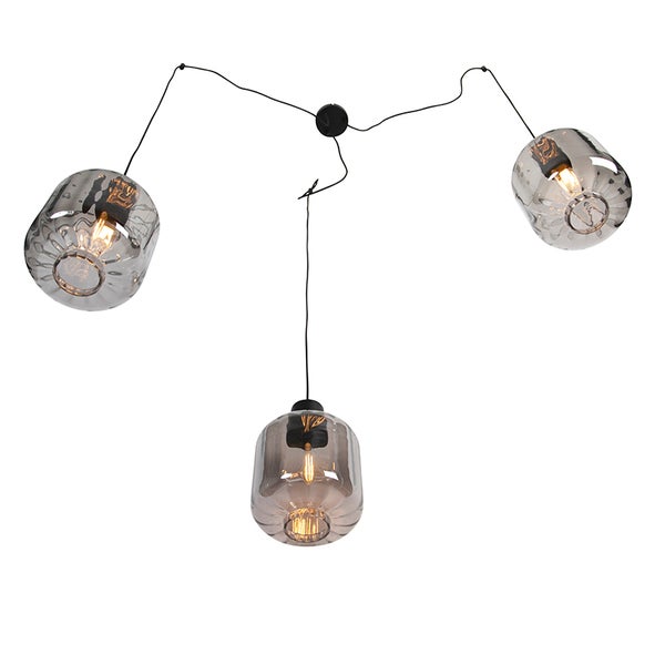 Pendelleuchte mit drei Lampen aus Glas