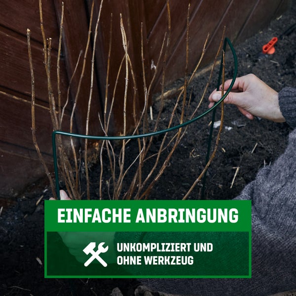 GardenGloss® Strauchstützen aus beschichtetem Stahl (5 Stück) - Staudenhalter halbrund 35cm x 40cm - Blumenstütze für Hortensien und Rosen - Pflanzenstütze aus Stahl