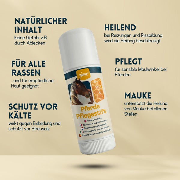 nimo® Pferde Pflegestift • mit Bienenwachs und Propolis gegen gereizte und trockene Stellen