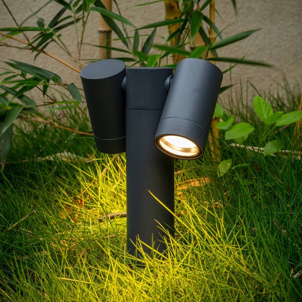 PRIOS Außenleuchte Tulimar (Modern) in Schwarz aus Aluminium (2 flammig, GU10) - Erdspießleuchte außen