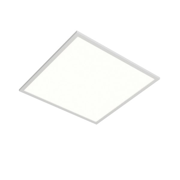 Quadratisches LED-Panel mit flachem Design und schmalem silberfarbenem Rahmen für die Deckenbeleuchtung.