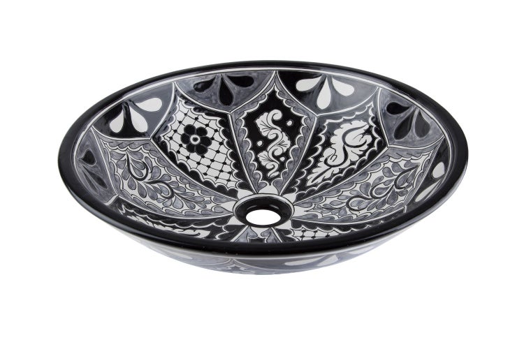 Keramikwaschbecken mit floralem Muster