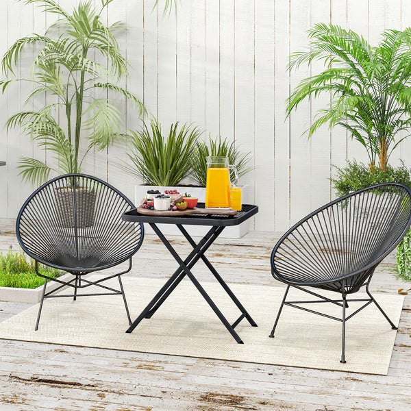 Outsunny Gartentisch klappbar 70 x70 cm, Wetterfest Balkontisch Stahl Klapptisch mit Ausschnitt-Design, Esstisch Outdoor, quadrarisch Beistelltisch, Terrassentisch für Garten Terrasse Balkon Schwarz