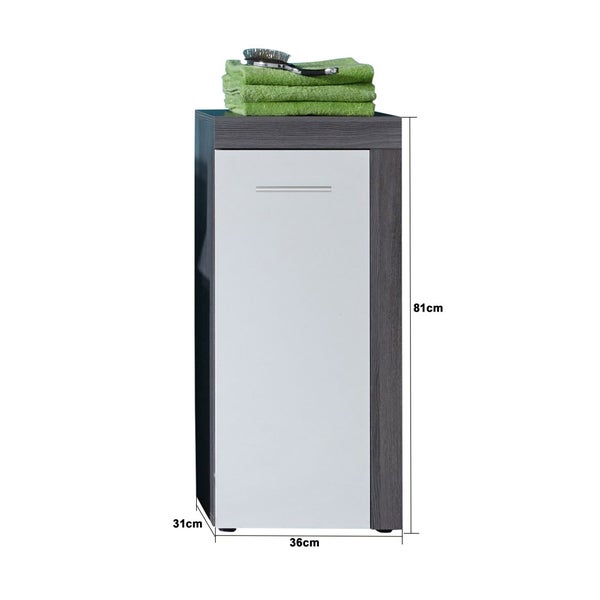 MiamiMaine Bad Standtype Stauraum 1 Tür rauchsilber, weiß. 36 X 31 X 81 cm