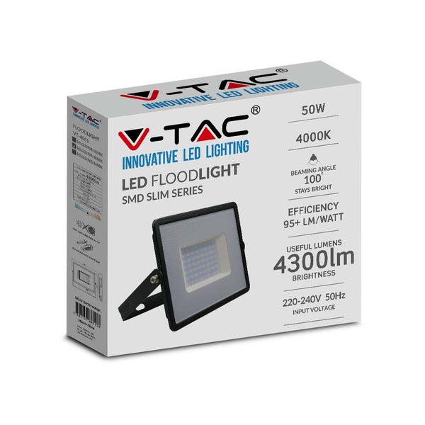 Schwarze LED-Flutlichtstrahler - E-Serie - IP65 - 50W - 4300 Lumen - 4000K
