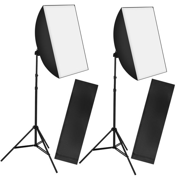 2er-Set Studioleuchte tectake  mit Softbox und ausziehbarem Stativ geringes Gewicht, inklusive Tragetasche