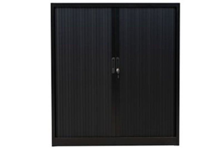 PROREGAL Rollladenschrank Weasel 3 Ordernhöhen HxBxT 135 x 120 x 46 cm Schwarz