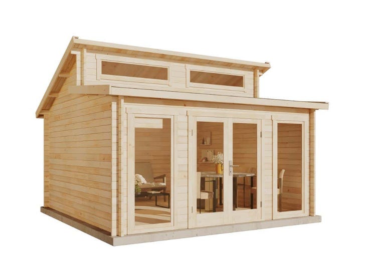 Alpholz Gartenhaus Narvig A aus Massiv-holz, Gerätehaus mit 40 mm Wandstärke, Garten Holzhaus inklusive Montagematerial, Geräteschuppen Größe: 420 x 420 cm| Pultdach